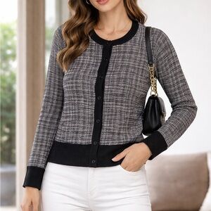 LOFT Black and Gray Women's Cardigan